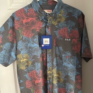 Huk Men's Vibrant Floral Button Down Shirt
